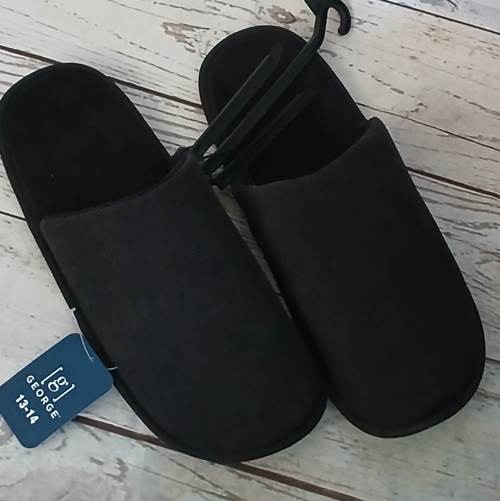 George men's OPP scuff slippers black size 13-14